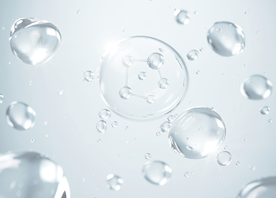 培養液に含まれる低分子成分をイメージした泡状の粒子画像